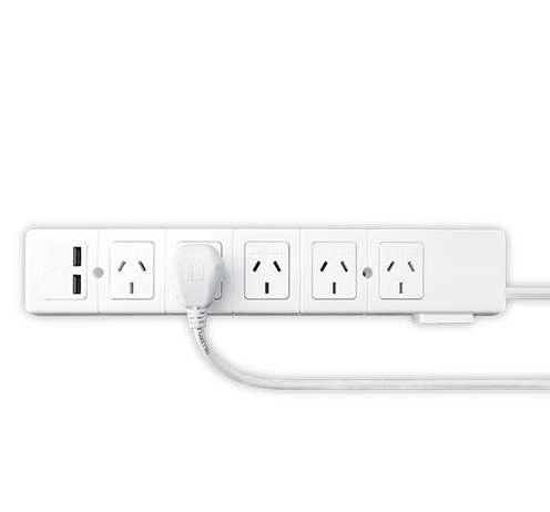 PROLONG MULTIPLE 5 TOMAS 2P+T + USB C/LLAVE TERM LUM 10A C/CABLE 1.5MT  (ZAPATILLA CON CABLE)