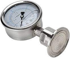[*112997] MANOVACUOMETRO DIAM. 100MM, TOTAL AISI, SALIDA INFERIOR 1⁄2 NPT, CON GLICERINA, CLASE 1%, CIERRE ARO BAYONETA, VISOR DE CRISTAL TEMPLADO DE SEGURIDAD, AGUJA MICROMÉTRICA, BUNA EXPULS ESCALA DE -1+7 BAR, P812 SELLO CLAMP AISI 316 CARGA GLICERINA