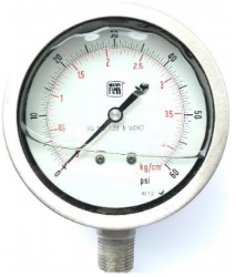 [*113339] MANOMETRO D100  C.INF 1/2NPT AC. INOX. 0/10KG/CM2  -  APTO GLICERINA
