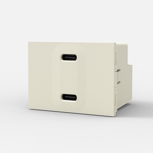 [113618] MOD CARGADOR USB DOBLE "C"+"C" 220V BLANCO 5A