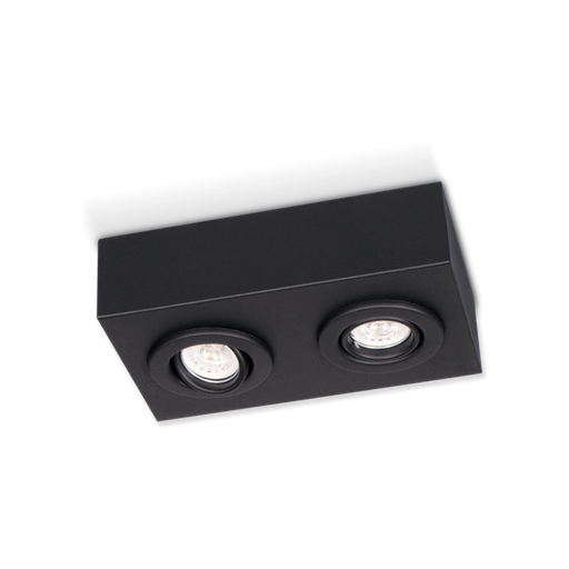 [113813] PLAFON RECTANGULAR 17X 28CM GU10 2 LUCES MOVILES NEGRO
