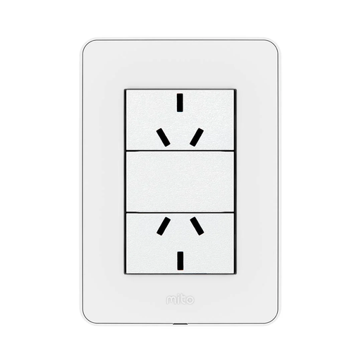 [114211] TAPA BASTIDOR 10X5 VERONA MITO 2 TOMA C/T 250VCA 10A BLANCO / BLANCO