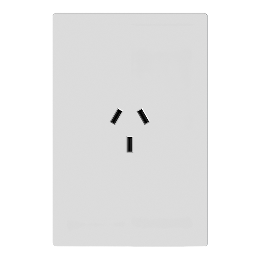 [114311] MODULO 1 TOMA VERTICAL MILAN BLANCO MACROLED, AC 250V, 10A MAX. BASTIDOR METALICO