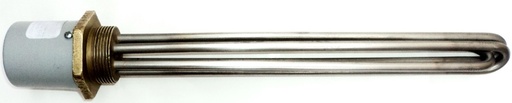 CALEFACTOR / RESISTENCIA BLINDADA DE ACERO INOXIDABLE DIAM 11MM COMPUESTO DE 3 ELEMENTOS EN "U" LARGO 300MM CABEZAL DE BRONCE 2 1/2" BSP 220/380V 3X100W  (Potencia Total 300W)