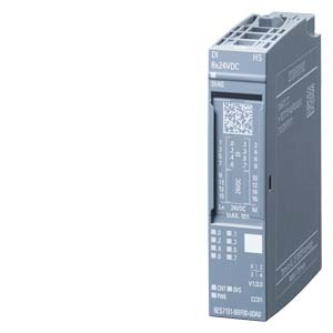 [100347431] SIMATIC ET 200SP, módulo de entrada digital, DI 8x 24VDC High Speed, cantidad por paquete: 1 unidad, tres modos de operación alternativos: DI, oversampling, 4 contadores, adecuado para tipo de BU A0, código de color CC01   6ES7131-6BF00-0DA0