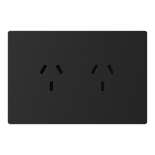 [114661] MODULO TOMACORRIENTE DOBLE MILAN NEGRO MACROLED, AC 250V, 10A MAX. BASTIDOR METALICO