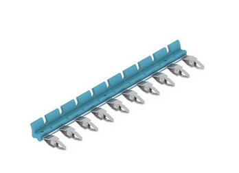 [TCC 6.4/10 BL] PUENTE DE INTERCONEXION ENCHUFABLE. APLICA A BORNES RELES MODELO TRS Y OPTOACOPLADORES TIPO BORNE MODELO TOS DE 6.4mm DE ANCHO. TENSION NOMINAL: 250V. CORRIENTE NOMINAL: 17.5A. PARA 10 PUNTOS DE INTERCONEXION MAXIMO. CUBREPEINE COLOR AZUL        2556440000